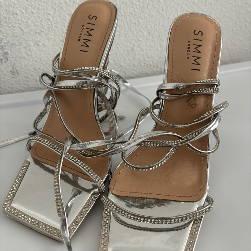 Simmi lace up diamanté heels